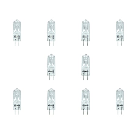 Bulbrite 75W 120V Dimmable Clear T4 Halogen Mini Light Bulbs, Bi-Pin G6.35 Base, 2900K, 10PK 860822